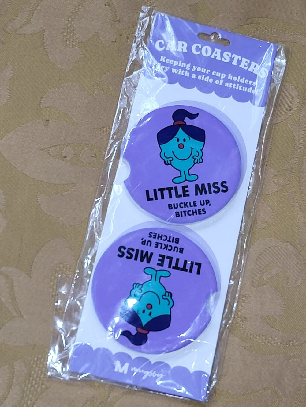 Little Miss For Grownups Sassy Purple Car Coaster Set